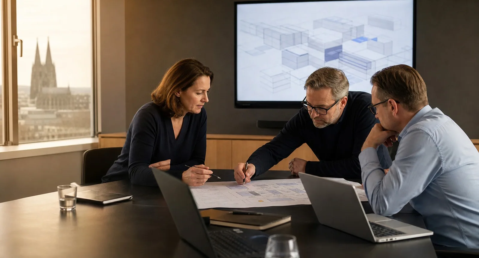 Illustrative image: specialists develop a shared technical target vision.
