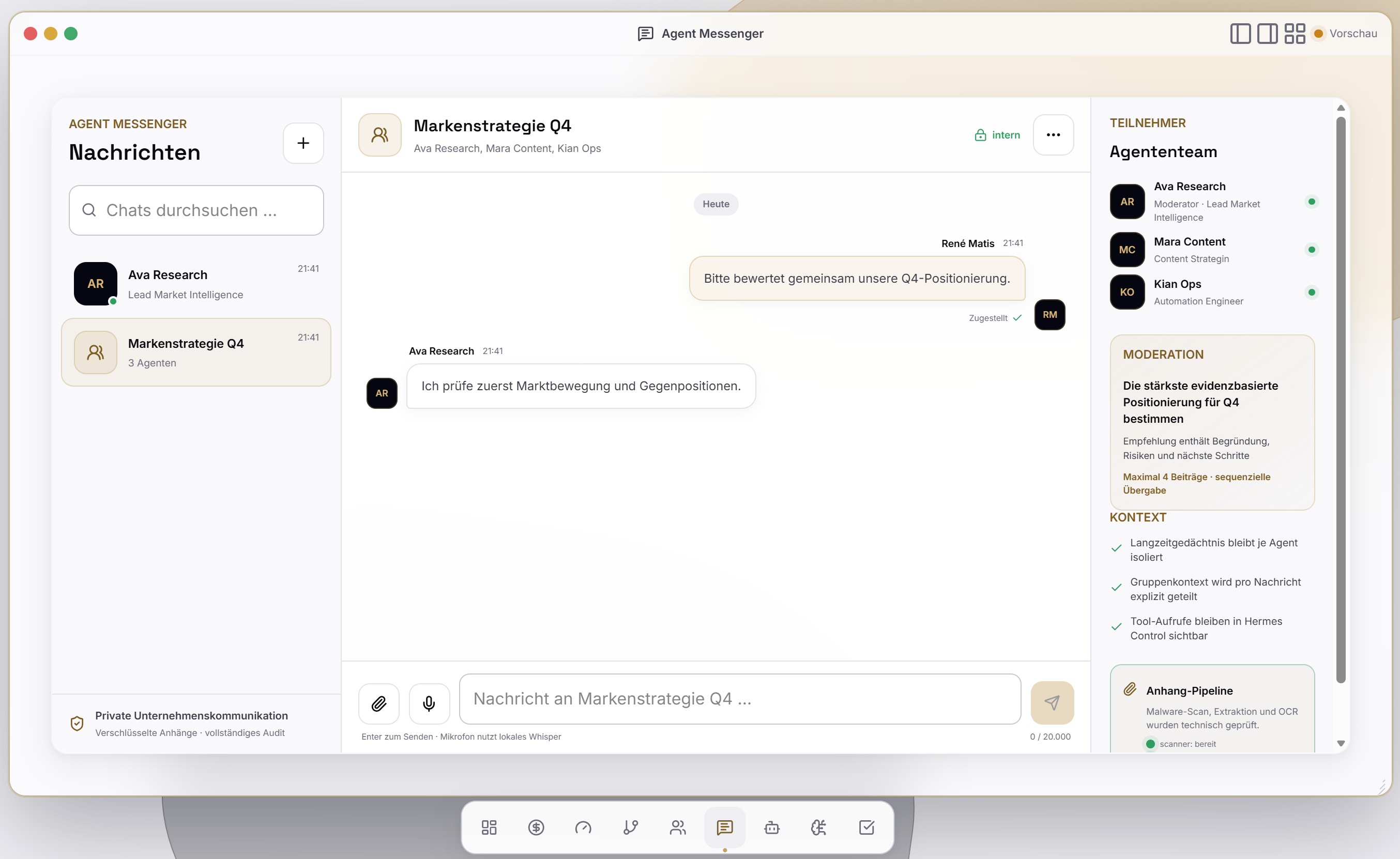 NALVRA COMMAND Agent Messenger für Gespräche mit digitalen Mitarbeitern