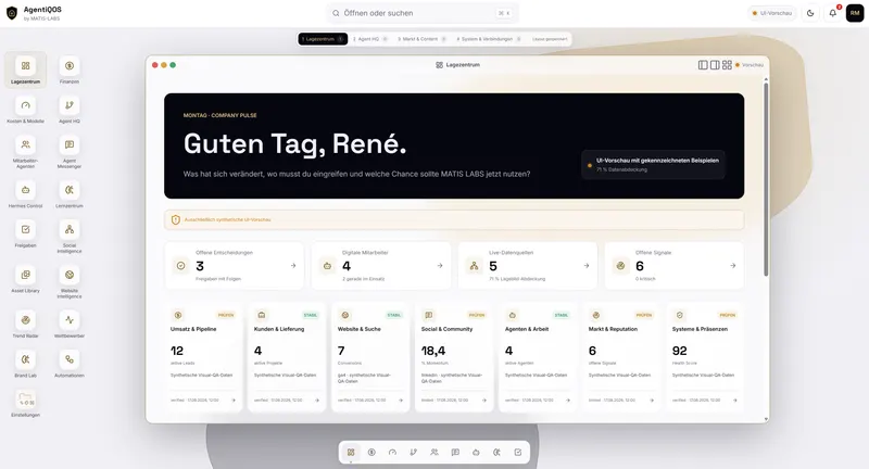 Visualisierung der NALVRA COMMAND Kommandozentrale