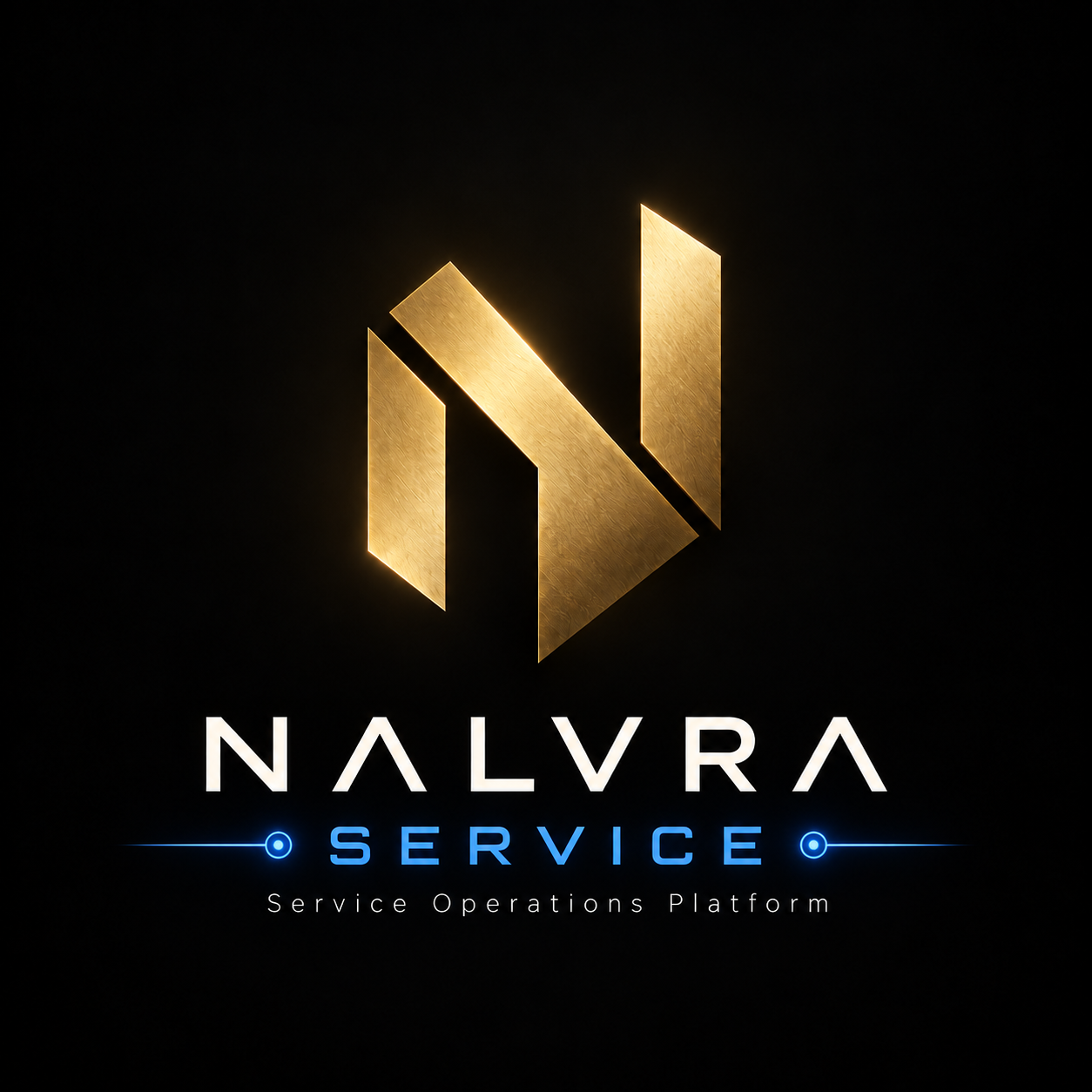 NALVRA SERVICE Produktlogo mit goldenem Signet und blauer Service-Kennzeichnung