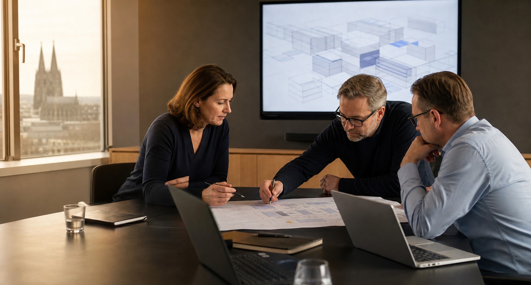 Strategierunde zu IT-Architektur und Unternehmensprozessen in einem Kölner Büro