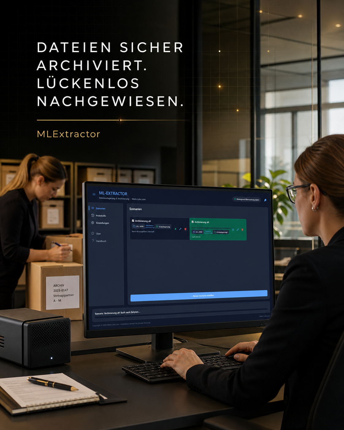 Realistisches Archivierungs-Szenario mit NALVRA VAULT in einer betrieblichen Ablage