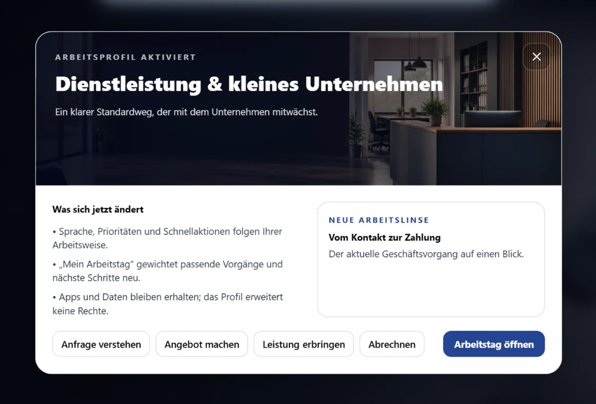 NALVRA ONE Arbeitsprofil für Dienstleistung