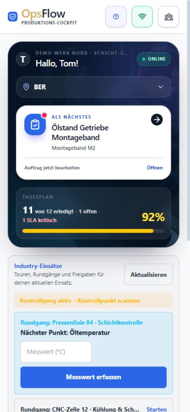 NALVRA OPS: Nächste Aufgabe, Tagesfortschritt und laufende Industry-Einsätze.